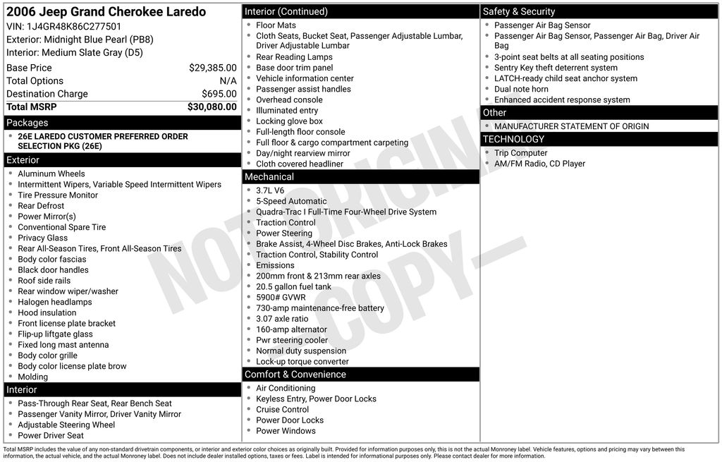 jeep grand cherokee 2006 1J4GR48K86C277501 image jeep grand cherokee 2006 1J4GR48K86C277501 image